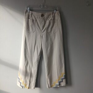 Anthropolgie Maeve Women's Size 6 Halle Embroidered Pants Wide Leg Ankle Length